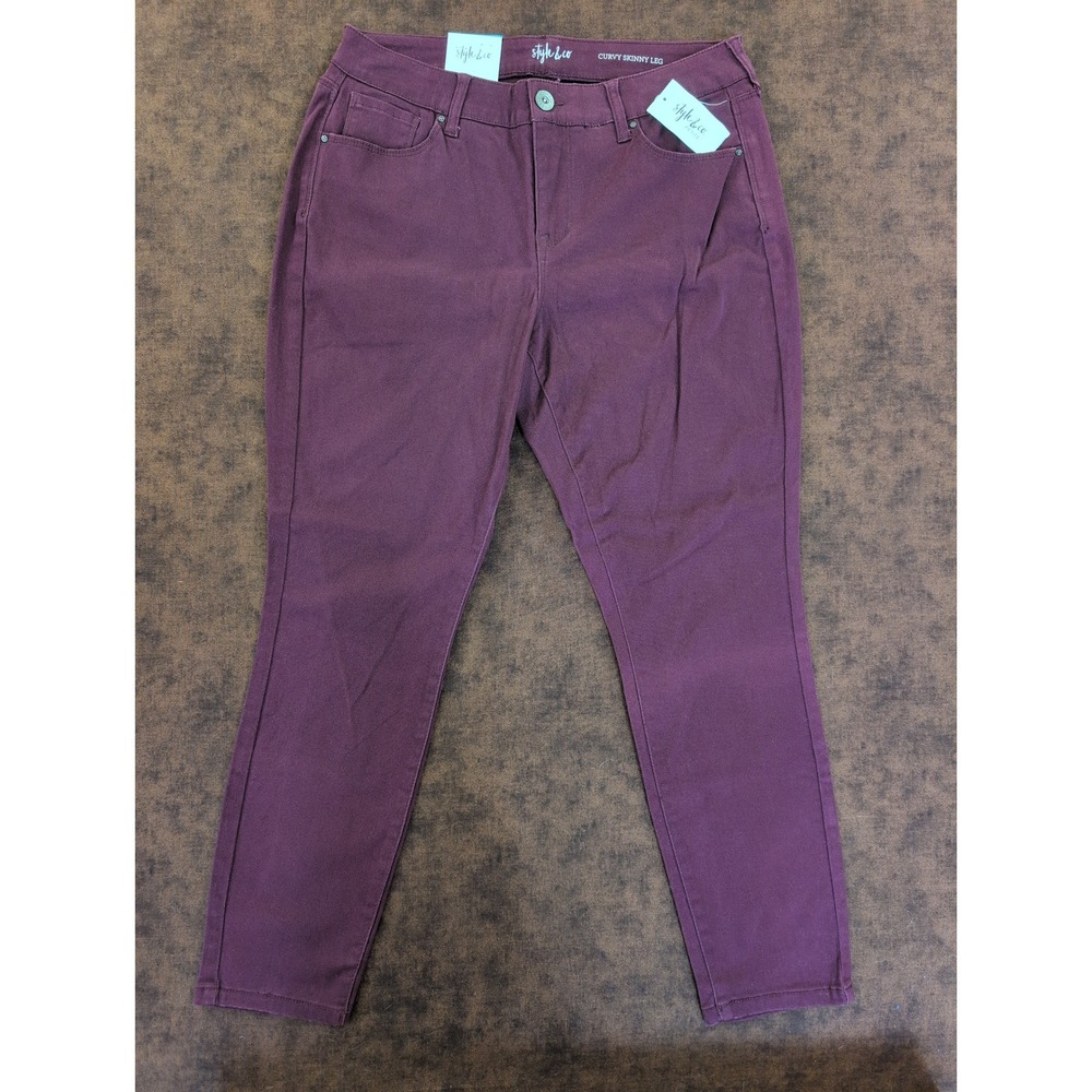 NEW Style & Co Women Berry Jam Curvy Skinny Leg Tummy Control Jeans 12 PETITE